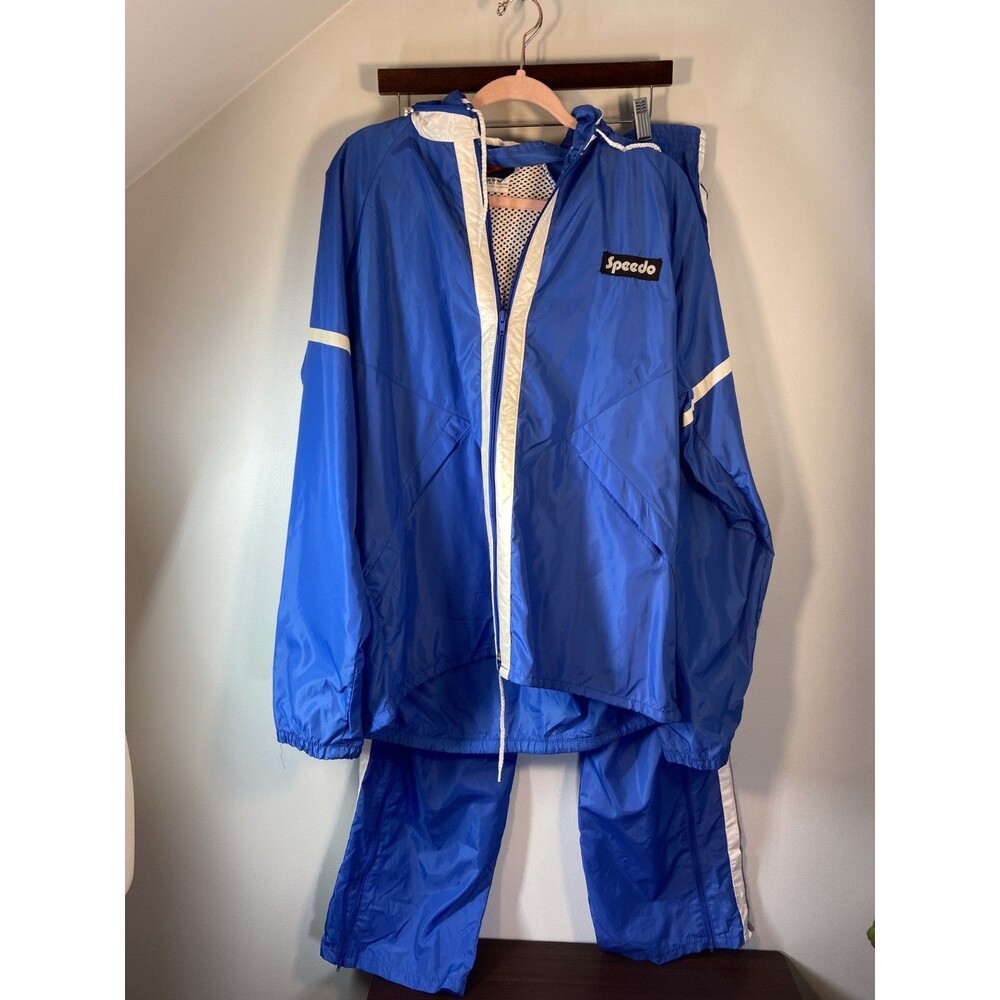 SPEEDO MENS XLARGE BLUE NYLON TRACK SUIT PANTS AND BOTTOMS VINTAGE